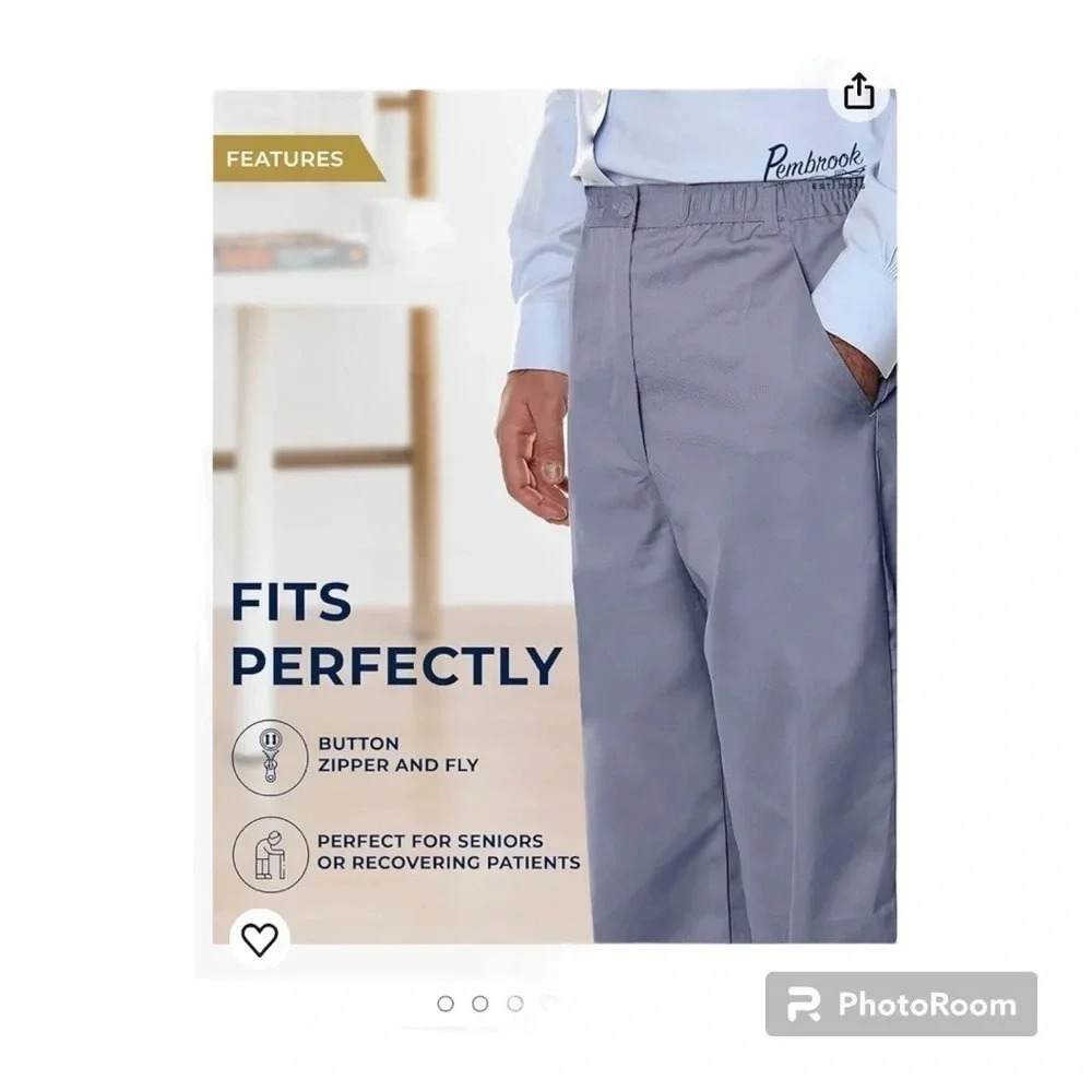 Pembrook men’s big and tall comfort collection easy to wear pants in gray 3XL - Picture 6 of 8